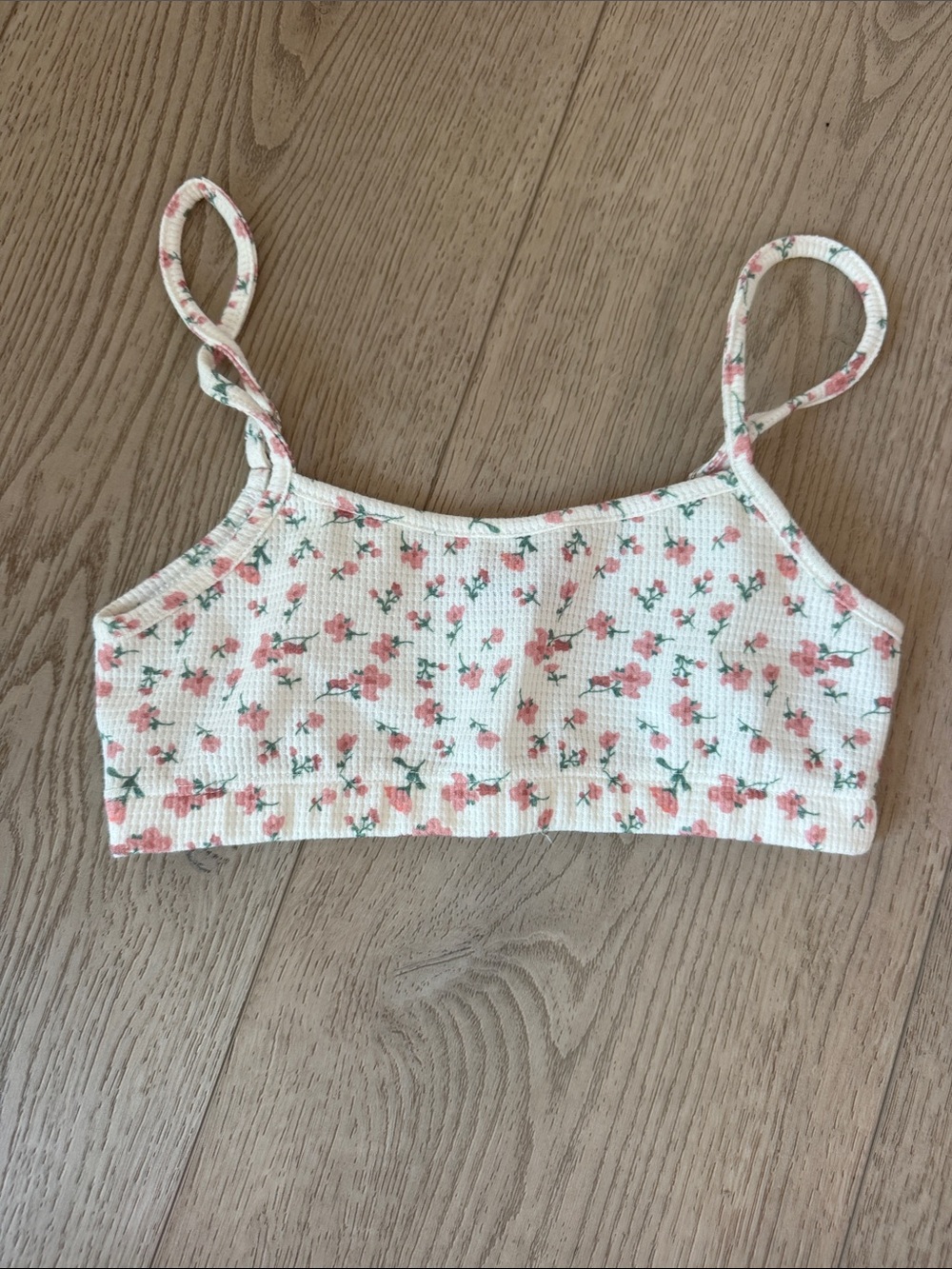 Edikted White Floral Ribbed Cropped Cami